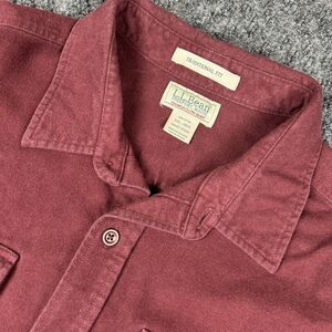 LL Bean Chamois Cloth Shirt Men’s 2XL Flannel Burgundy Red Outdoors